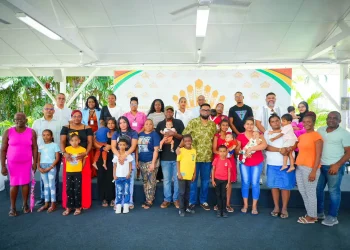 President Dr Irfaan Ali with families and other officials during his engagement at State House (Photo: Office of the President/ September 19, 2026)