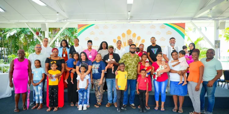 President Dr Irfaan Ali with families and other officials during his engagement at State House (Photo: Office of the President/ September 19, 2026)