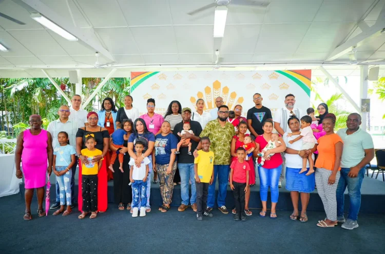 President Dr Irfaan Ali with families and other officials during his engagement at State House (Photo: Office of the President/ September 19, 2026)
