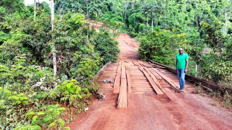 MP Sherod Duncan standing at one of the decrepit Mahdia Bridges (MP Duncan's photo)