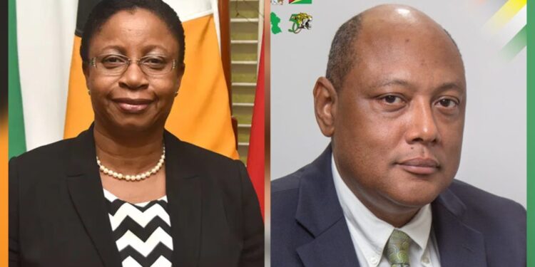L-R Ag Chancellor Roxane George- Wiltshire and Fmr Minisrer Raphael Trotman