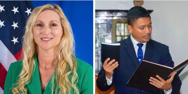 L-R US Ambassador Nicole Theriot and High Court Judge Justice Gino Persaud