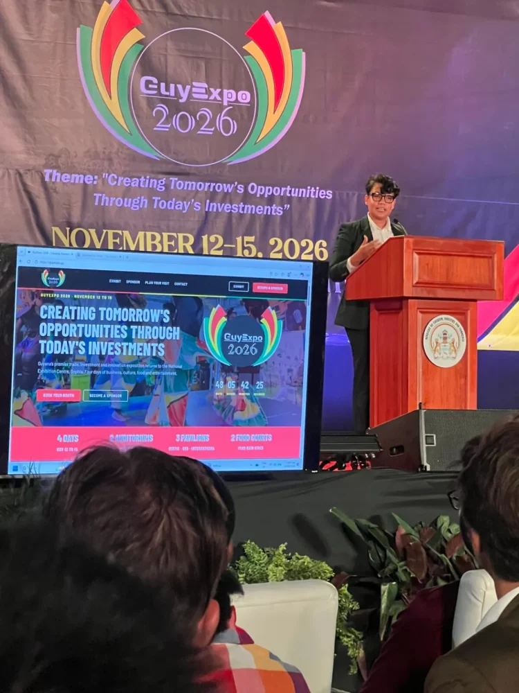 Minister of Tourism, Industry and Commerce, Susan Rodrigues addressing the launched of Guy Expo 2026