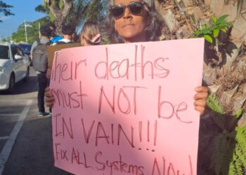 MV Barima protest sign demanding accountability