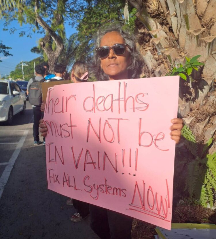 MV Barima protest sign demanding accountability
