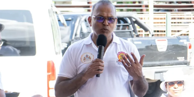 Minister of Health, Dr. Frank Anthony during remarks at the fitness walk