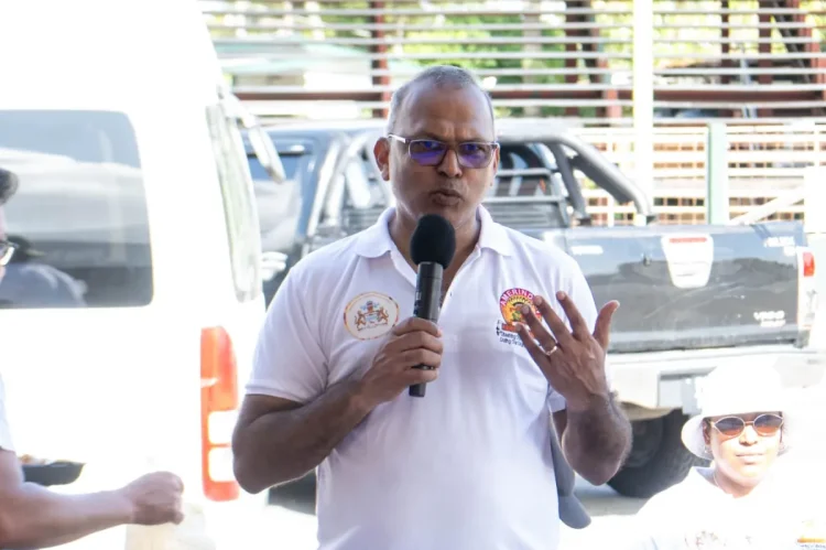 Minister of Health, Dr. Frank Anthony during remarks at the fitness walk