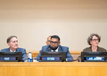 President Dr Mohamed Irfaan Ali addressed a high-level dialogue held on the sidelines of the 81st United Nations General Assembly (UNGA)