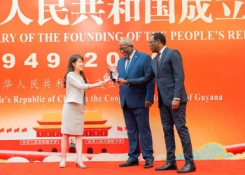 Guyana’s Prime Minister Brigadier (Ret’d), Mark Phillips, Foreign Affairs Minister Huge Todd and China’s ambassador to Guyana Her Excellency Yang Yang