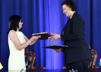Venezuelan Acting President Delcy Rodriguez (L) and Surinamese President Jennifer Geerlings-Simons (R), Sept. 11, 2026. Photo: Presidential Press