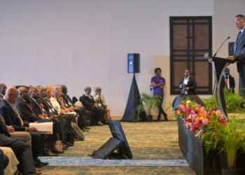 Prime Minister, Dr. the Most. Hon. Andrew Holness (right), addresses the opening ceremony of the Commonwealth Magistrates’ & Judges’ Association (CMJA) 2026 Annual Conference, at the Jamaica Pegasus Hotel in Kingston on Monday (Sept. 21). (JIS photo)