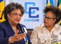 Prime Minister Mia Mottley and CARICOM Sec Gen Dr. Carla Barnett (WiredJA photo)