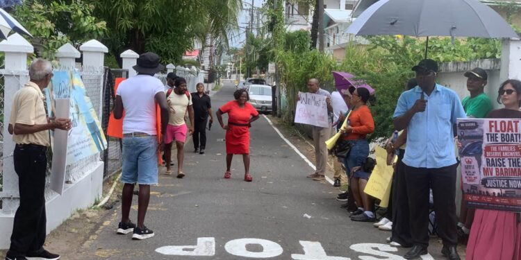 MV Barima Protest on September 22, 2026. PPP Claudine Benn (in red) disrupting the protest