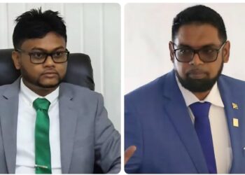 L-R Former Mayor Pt. Ubraj Narine and President Irfaan Ali
