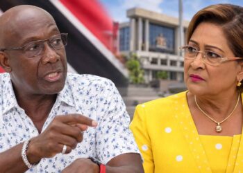 Former Prime Minister Dr. Keith Rowley and Prime Minister Kamla Persad-Bissessar