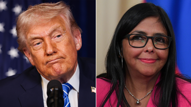 A side-by-side photo of President Donald Trump and Venezuelan Vice President Delcy Rodriguez. (Joe Raedle/Kirill Kudryavtsev/AFP/Getty Images)