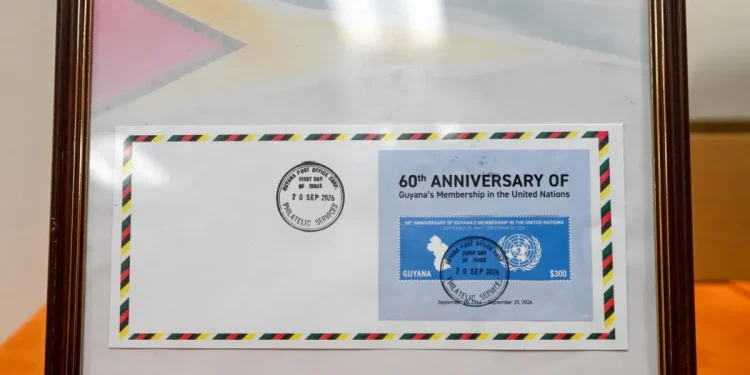 An original copy of the 60-year commemorative stamp (DPI photo)