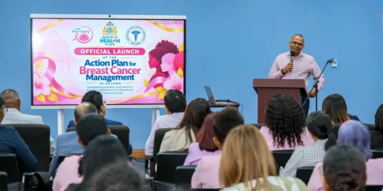 Minister of Health, Dr. Frank Anthony during the launched of the Breast Cancer Action Plan