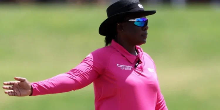 Umpire Sarah Dambanevana officiated the Women's T20 World Cup in 2024 and the ODI World Cup 2025  •  Getty Images