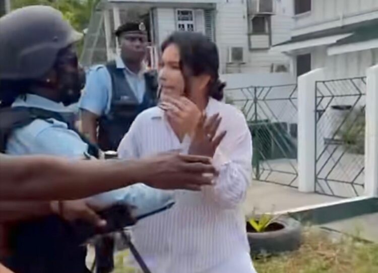 Hana Mohamed in pink top, white pants (screengrab)