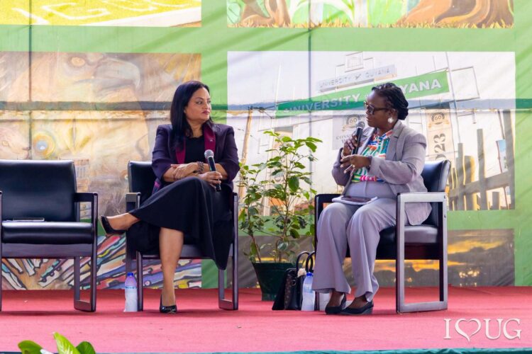 Minister of Human Services and Social Security, Dr. Vindhya Persaud, and Mrs Debbie Hopkinson, Director of the IHRSSF participating in a panel discussion during the 6th Annual Caribbean Sociological Association (CASA) Conference, hosted by the University of Guyana from September 23 to 25, 2026.