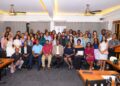 Professor Temitope Oyedotun, Guyana-PROMAR Project Lead and lecturer in the University of Guyana’s Faculty of Earth and Environmental Sciences; Mr. Amarnath Munnolimath, Head of Green and Circular Economy at adelphi; and Ms. Tracy Phillips of the United Nations Environment Programme (UNEP) Cartagena Convention Secretariat, pose with awardees and attendees at the PROMAR closing ceremony at the Grand Coastal Inn Hotel, East Coast Demerara, on October 14, 2026, marking the conclusion of the project’s implementation phase in Guyana.