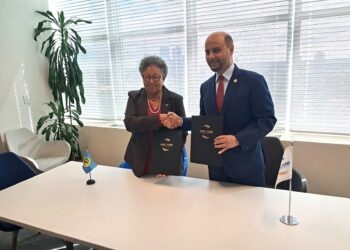 CARICOM Secretary-General Dr. Carla Barnett (L), and OPEC Fund President Dr. Abdulhamid Alkhalifa (R), following the signing the MoU on 24 September 2026 on the margins of the UNGA81, New York.