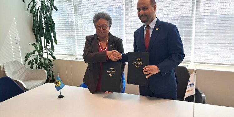 CARICOM Secretary-General Dr. Carla Barnett (L), and OPEC Fund President Dr. Abdulhamid Alkhalifa (R), following the signing the MoU on 24 September 2026 on the margins of the UNGA81, New York.