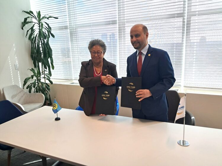 CARICOM Secretary-General Dr. Carla Barnett (L), and OPEC Fund President Dr. Abdulhamid Alkhalifa (R), following the signing the MoU on 24 September 2026 on the margins of the UNGA81, New York.