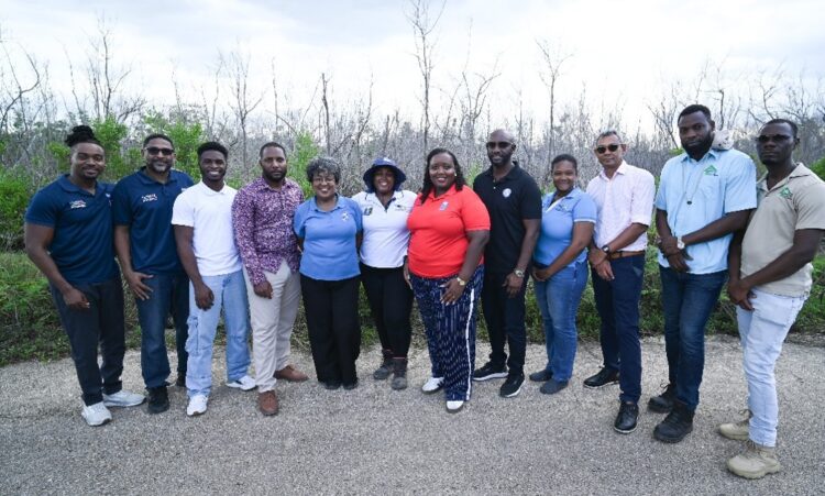 Representatives from the CARICOM Development Fund (CDF), United Nations Development Programme (UNDP), National Resources Conservation Authority (NRCA), and the Forestry Department at Palmetto Point Wetlands, Falmouth, Trelawny, Jamaica.