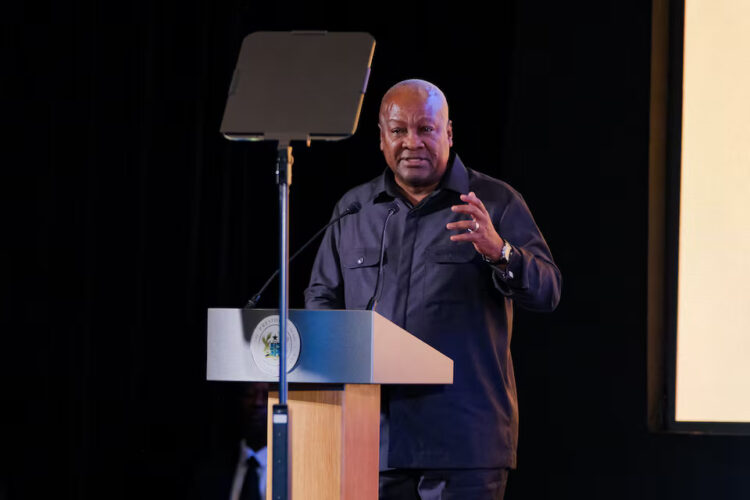 Ghana's President John Dramani Mahama gives a speech in Accra, Ghana, June 18, 2026. REUTERS/Francis Kokoroko Purchase