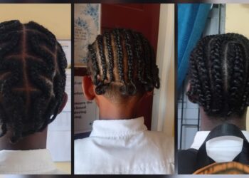 Some of the male students' hairstyle