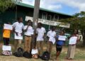 Corentyne Comprehensive High School holding placards this morning on the matter of male students. October 2, 2026