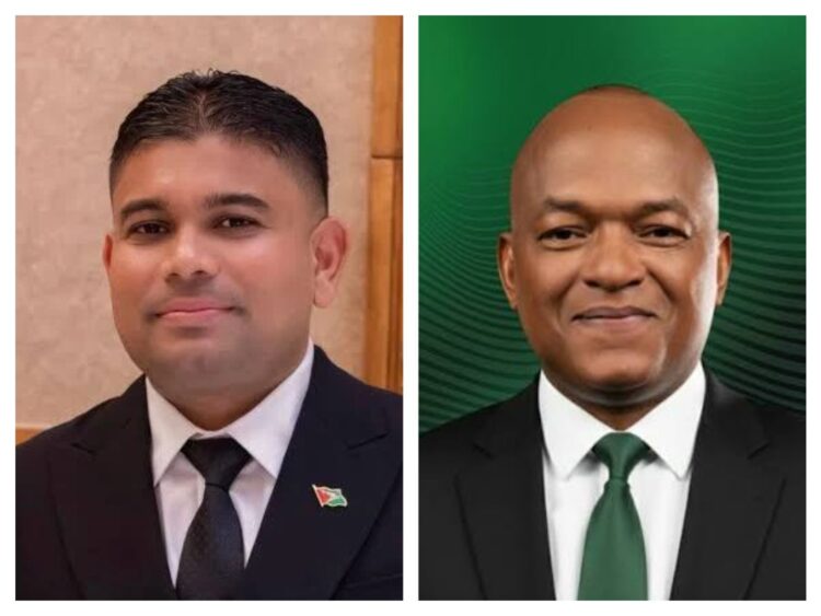 L-R Opposition Leader Azruddin Mohamed, Sherrod Duncan MP (APNU)