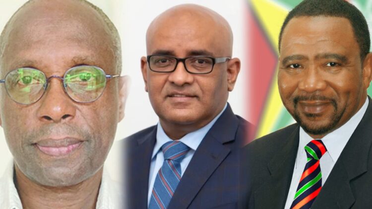 L-R Dr.  Dr. Henry Jeffrey, Bharrat Jagdeo, Robert Corbin