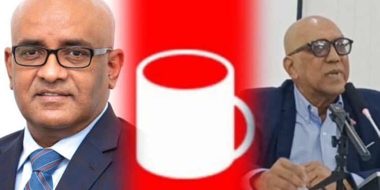 L-R PPP General Secretary VP Bharrat Jagdeo, GHK Lall
