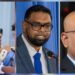 L-R Opposition Leader Azruddin Mohamed, President Irfaan Ali and Vice President Bharrat Jagdeo