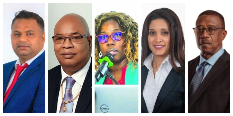 L-R Minister Deodat Indar, Minster Juan Edghill, THD General Manager Yolanda Hughes Smith, THD Board Chair Rosalinda Rasul, MARAD Head Stephen Thomas