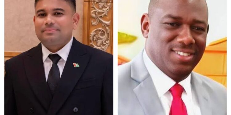 L-R Opposition Leader Azruddin Mohamed and CGID President Rickforde Burke