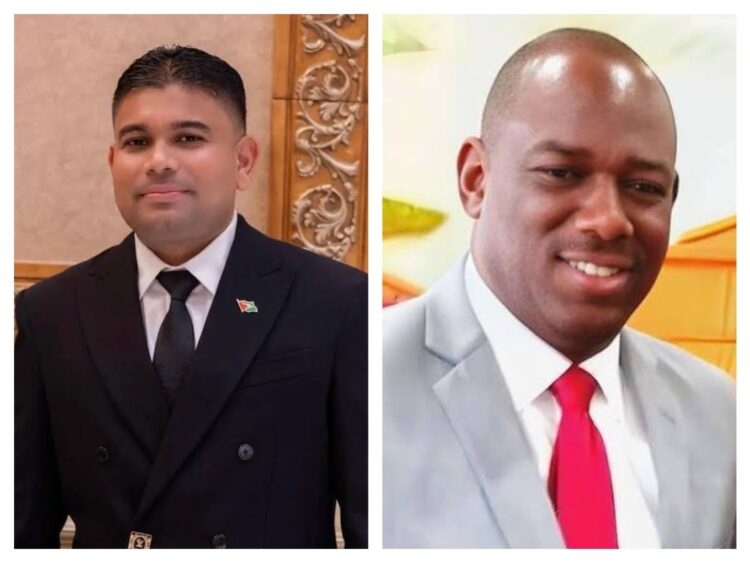 L-R Opposition Leader Azruddin Mohamed and CGID President Rickforde Burke