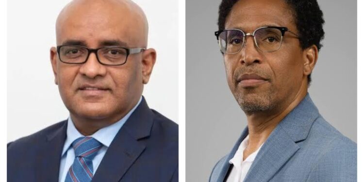 L-R Vice President Bharrat Jagdeo and Dr. Terrence Campbell