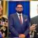 L-R King Charles III, President Irfaan Ali, Opposition Leader azruddin Mohamed
