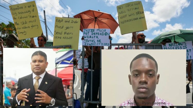 Inset L-R Opposition Leade Azruddin Mohamed and Constable Ryan Greene