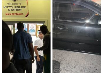 L-R Opposition Leader Azruddin Mohamed taken into police custody and the vehicle that was allegedly shot at
