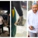 L-R Opposition Leader Mohamed (in white shirt), the alleged gun found, and Special Branch head Prem Narine