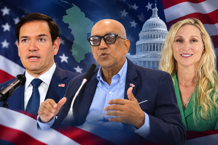 L-R U.S Secretary of State Marco Rubio, GHK Lall, and US Ambassador Nicole Theriot