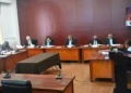 Members of the Presidential Commission of Inquiry (COI) into the MV Barima during the seventh day of public hearings at the Arthur Chung Conference Centre (ACCC)