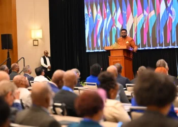 President Dr Mohamed Irfaan Ali delivers the keynote address at the opening ceremony