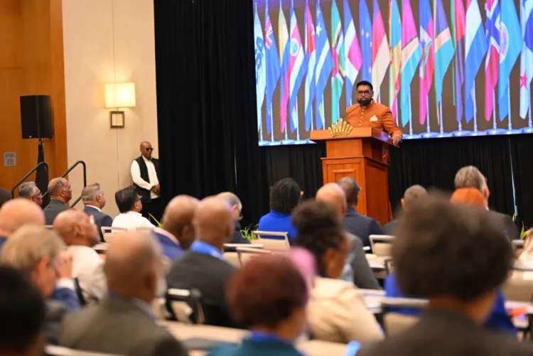 President Dr Mohamed Irfaan Ali delivers the keynote address at the opening ceremony