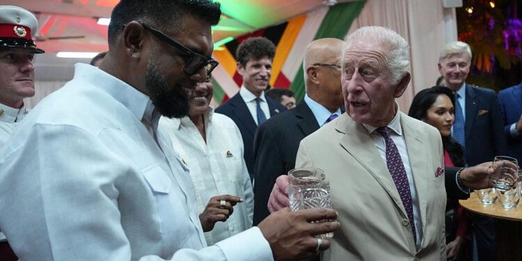 L-R President Irfaan Ali and King Charles III